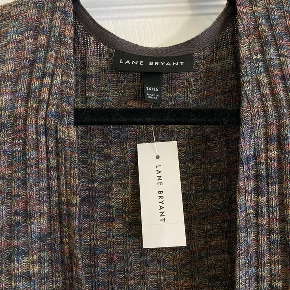 NWT Lane Bryant Knit Cardigan Ribbed Plus Size 14/16 Rainbow Thread Warm - Picture 2 of 3